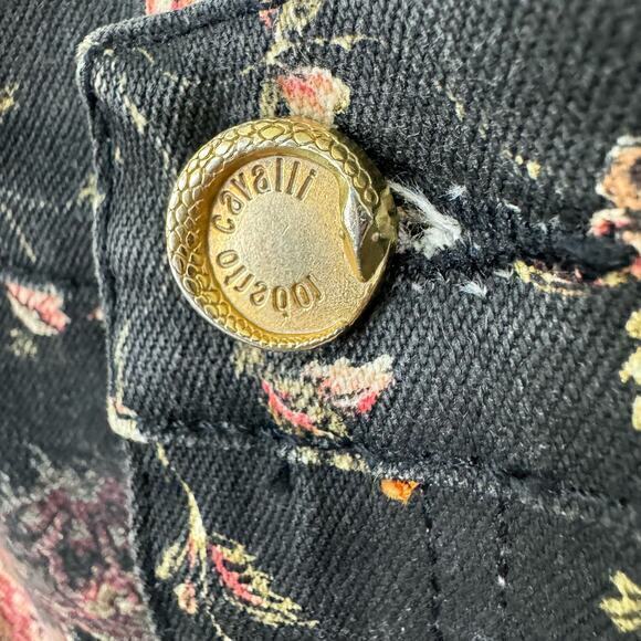 Rare Roberto Cavalli Floral Ribbon Coated Jeans Size XS - Picture 8 of 11
